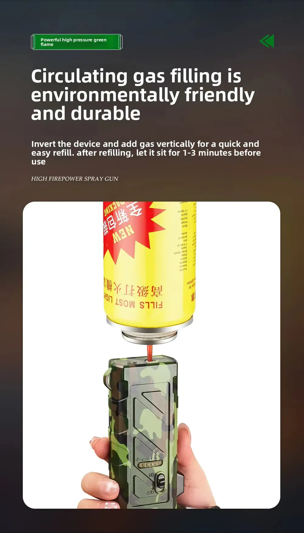 Powerful Green Flame Ignition Quickly with Safety Lock Alloy High Quality Windproof Lighter Kitchen Camping Reusable（No gas)