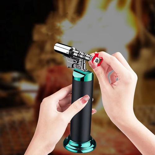 Zinc Alloy Inflatable High-Temperature Blue Flame Lighter Windproof Kitchen Outdoor Camping Lighter