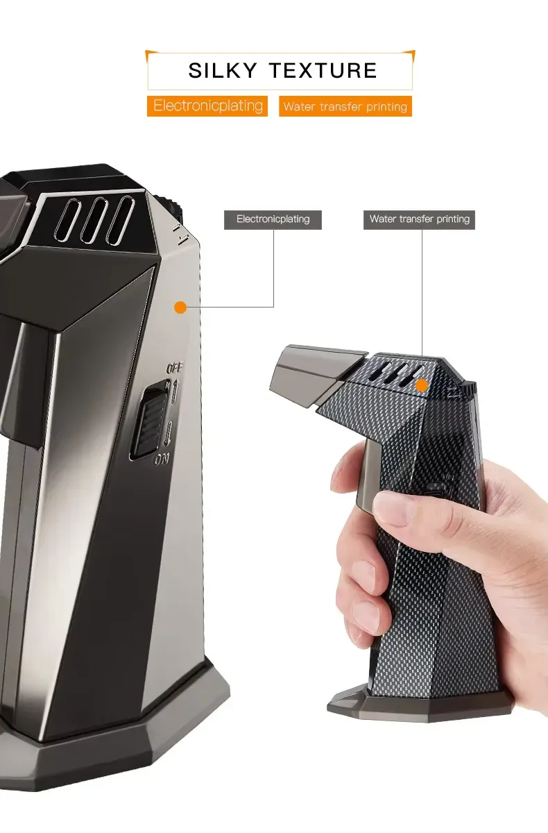 SG001 FOCUS Prism Butane Refillable Torch Flame Lighter for Kitchen BBQ Camping Yellow (No gas)