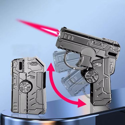 Creative Windproof Red Flame Lighter Mecha Gyro Butane Refillable Lighter for Cigarettes