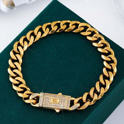 Xu Ying Oppa Hip-Hop Style Electroplated Bracelet 20cm Length Copper Material Full Diamond Accents Luxury Floral Pattern Unisex