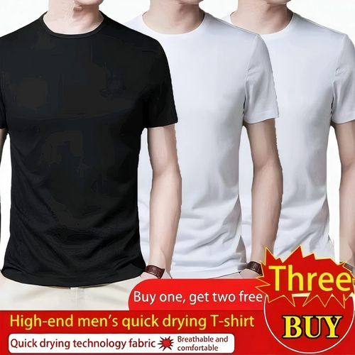 DT-100--3 Pièces T-Shirt- Pour Homme - Blanc Noir