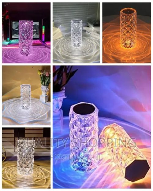 1907--16-color rose-textured crystal lamp COD