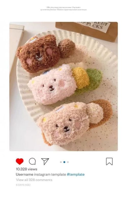 2329--8 Pieces Cartoon plush pudding bear hairpin