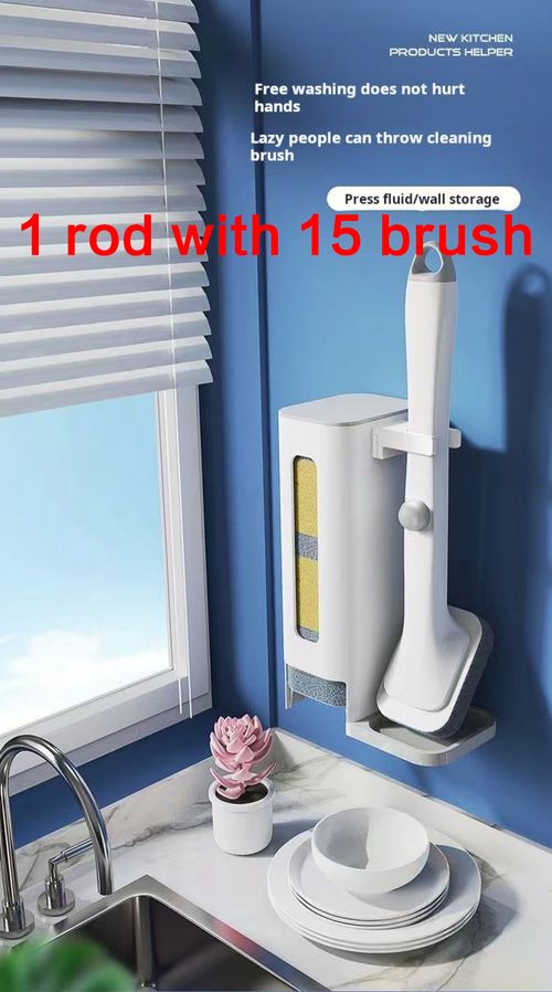 2325--1 rod with 15 brush heads Wall-mounted automatic liquid adding cleaning brush