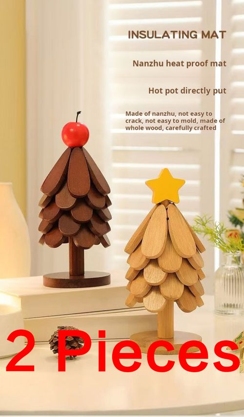 2492--2 Pieces Decorative Christmas tree heat insulation pad