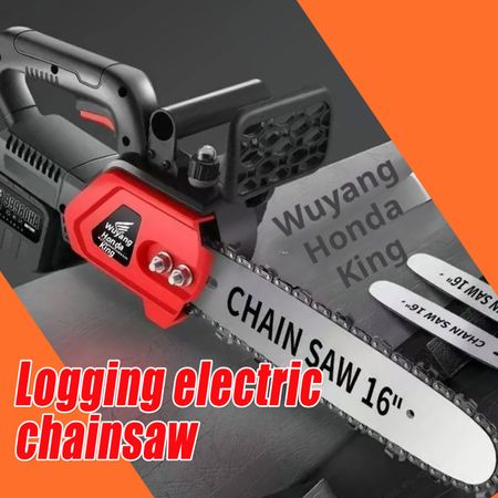 2227-2--Cutting down trees and felling wood with an electric chainsaw