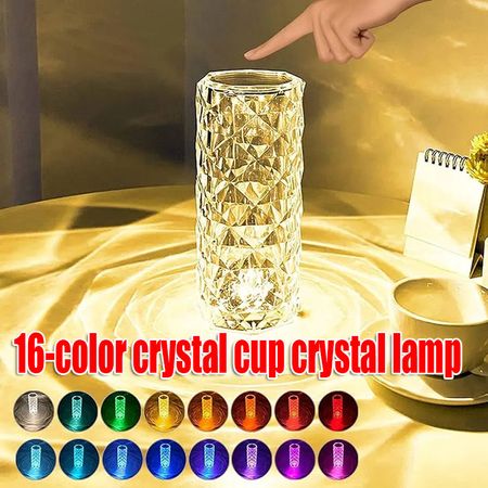 1907--16-color rose-textured crystal lamp COD