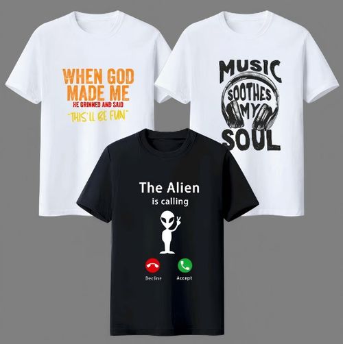 1144--3-piece Men's Graphic Tees slogan Without God I Am Nothing
