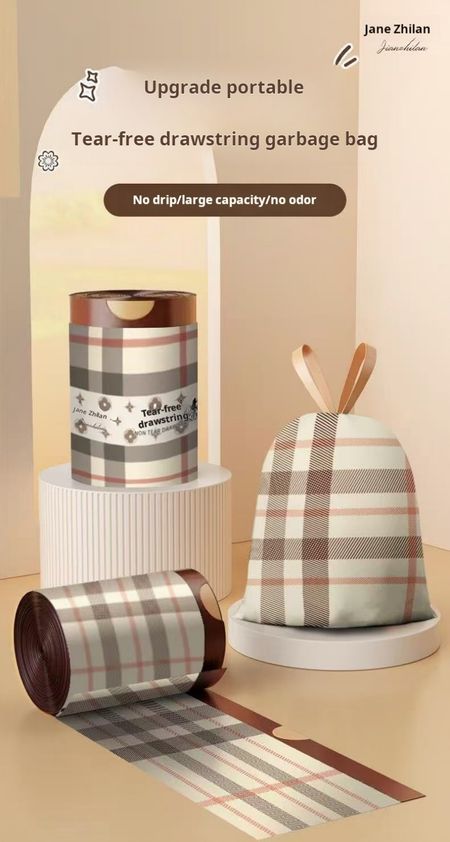 2305--3 Pieces Self-sealing drawstring garbage bag