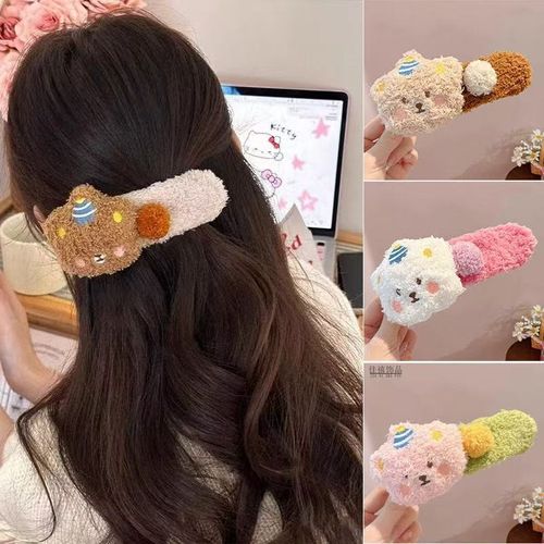 2329--8 Pieces Cartoon plush pudding bear hairpin