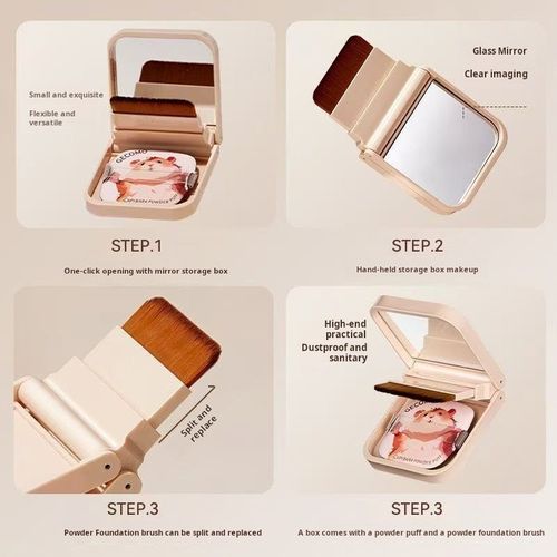 2392--2 Pieces Portable powder foundation brush set box