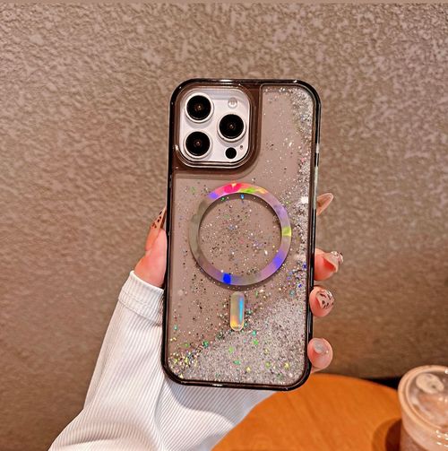 Luxurious new design fashionable magnetic phone flash cover for iPhone 15, 14, 13 Pro Max, 16, transparent phone cover