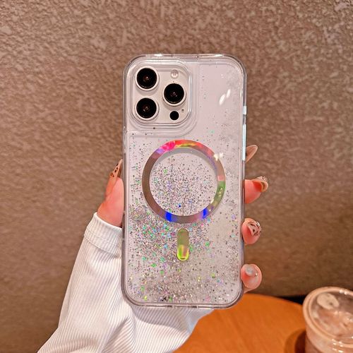 Luxurious new design fashionable magnetic phone flash cover for iPhone 15, 14, 13 Pro Max, 16, transparent phone cover