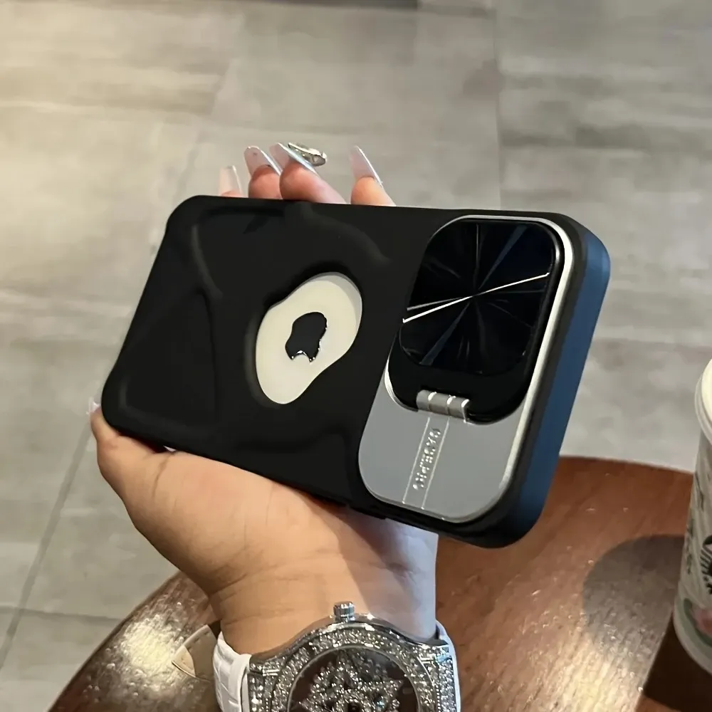 Magnetic phone case with fashionable Logo, suitable for iPhone 16, 15, 14, 13, 12 and 11 Pro Max Plus, with lens protection and flip cover stand.