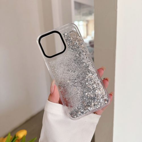 Silver glittery powder liquid sand shell high-end luxury style iPhone 16 Pro Max phone case 15pro soft edge 14 13 all-inclusive airbag anti-drop protection cover for girls' new model 13 simple protection shell