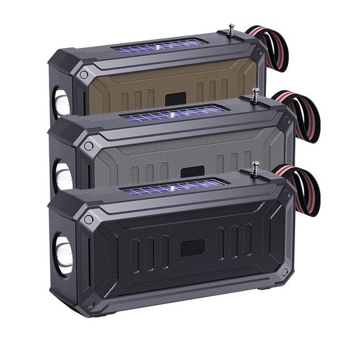 Coluna de Som Bluetooth com Duplo Painel Solar Sem fios multifunções portátil uso exterior mesa compatível com reprodução através de cartão de memória