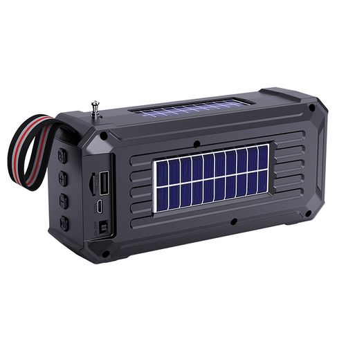 Coluna de Som Bluetooth com Duplo Painel Solar Sem fios multifunções portátil uso exterior mesa compatível com reprodução através de cartão de memória