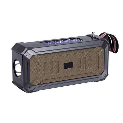 Coluna de Som Bluetooth com Duplo Painel Solar Sem fios multifunções portátil uso exterior mesa compatível com reprodução através de cartão de memória