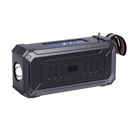 Coluna de Som Bluetooth com Duplo Painel Solar Sem fios multifunções portátil uso exterior mesa compatível com reprodução através de cartão de memória