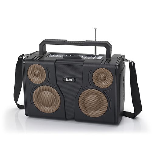 Coluna Bluetooth Portátil para Uso Externo com Energia Solar Áudio de Alta Qualidade Subwoofer Suporte para TF USB e Rádio FM