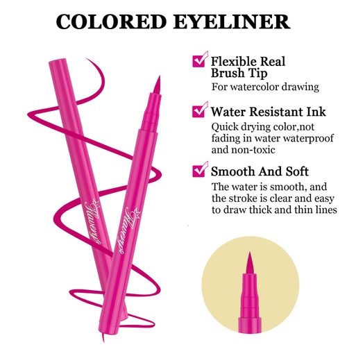 Big Eyes Waterproof Rainbow Eyeliner 12 Colors Quick Dry Matte Color Liquid Water Activated Eyeliner