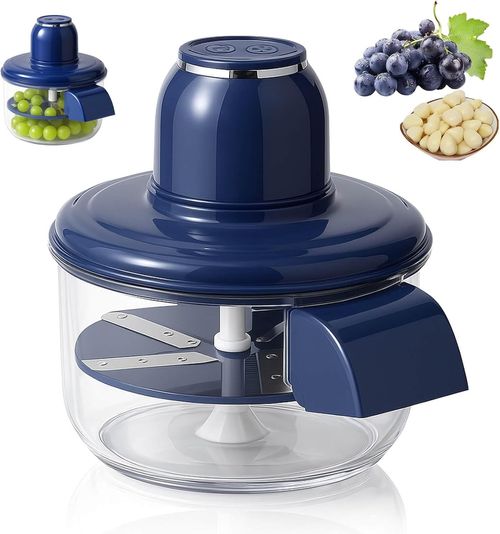 Automatic Grape Peeler – Automatic Garlic Peeler with 20s Fast Peel, 50W Motor, 200mm Blade, Rechargeable 1300mAh, Detachable Easy-Clean, Grape Peeling Machine for Garlic, Tomato, Cherry (Blue)