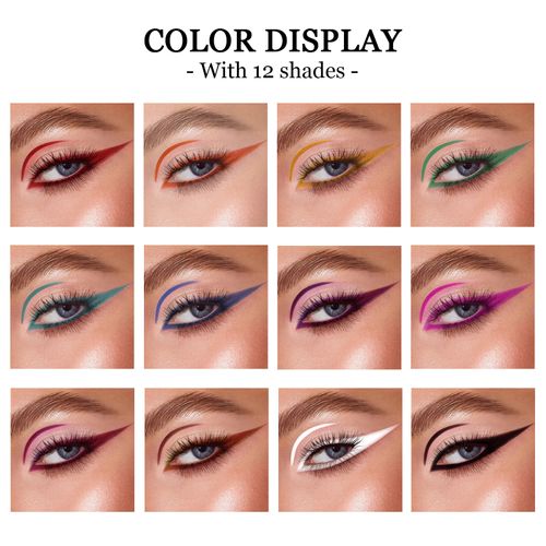 Big Eyes Waterproof Rainbow Eyeliner 12 Colors Quick Dry Matte Color Liquid Water Activated Eyeliner
