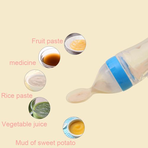 Baby rice cereal bottle baby silicone feeding bottle children's food supplement bottle rice cereal spoon squeeze feeding spoon