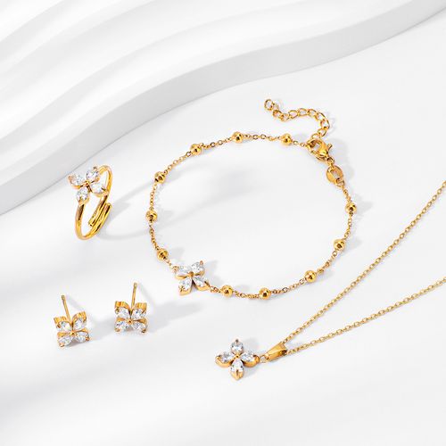 New Light Luxury Zircon Jewelry Four-Piece Set | Ingenious Craftsmanship Illuminates Your Sophisticated Beauty