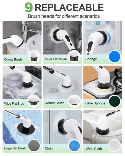 Multifunctional electric cleaning brush nine-in-one bathroom glass length adjustable dual-purpose brush household cleaning artifact