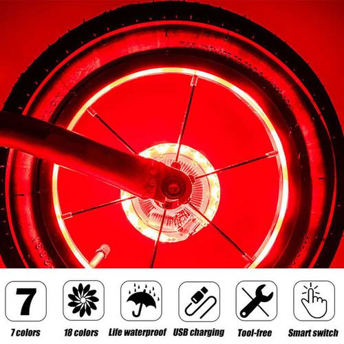 Self-Charging Bike Wheel Lights with 7-Color RGB LEDs, Auto Motion Sensing, and Easy-Snap Spoke Covers for The Ultimate Night Ride Experience