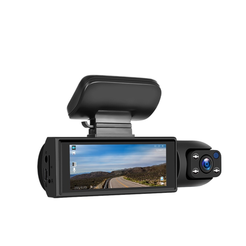 See Everything: Triple 1080P HD Front, Rear, and Interior Car Camera with Wi-Fi 3.1 Screen for 24-hour security monitoring