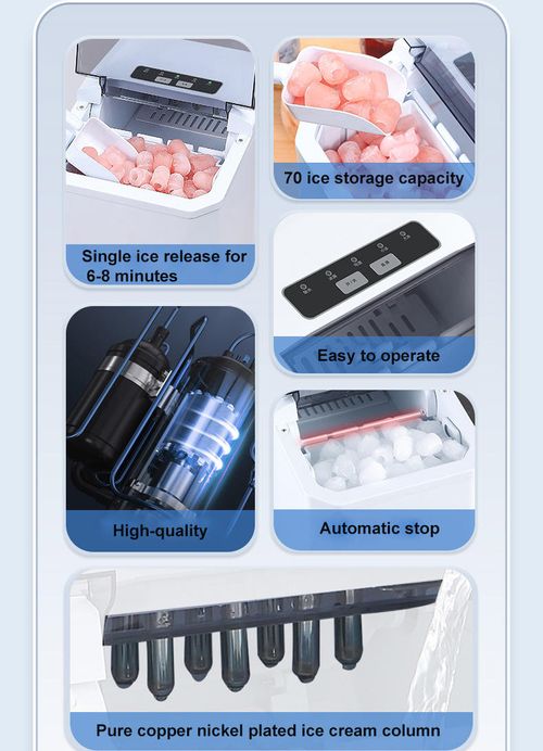Home Automatic Bullet Ice Maker | 24-Hour Continuous Ice Production, Fast Ice Dispensing, One-Touch Cleaning