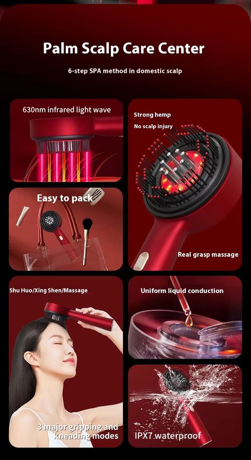 Electric Scalp Massager for Hair Growth Home Hair Head Massage Scrubber with Red Light Therapy Head Massager Tool