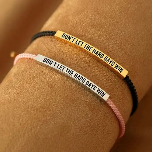 Handmade Bent Tube Engraved Bracelet Adjustable Pineapple Rope Woven Non-Fading Fashion Charm Bracelets