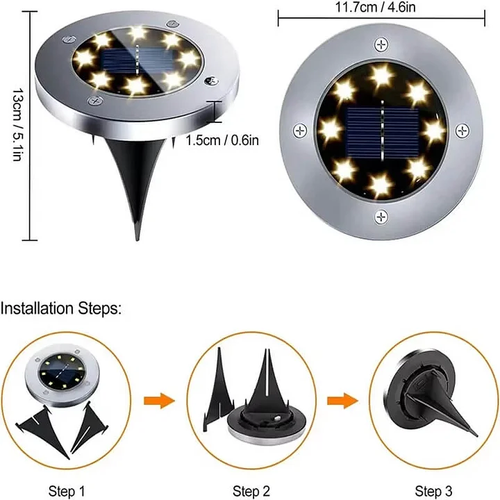 Outdoor Stainless Steel Solar Path Lights Waterproof LED Ground Deck Lights