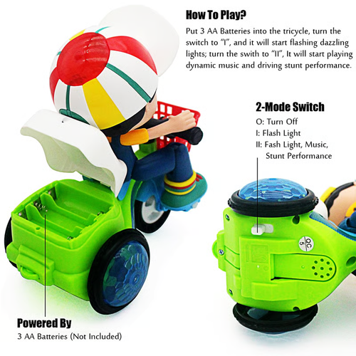 💥 Stunt Spin Dance Tricycle Electric Toy with Sound Music Light Toy