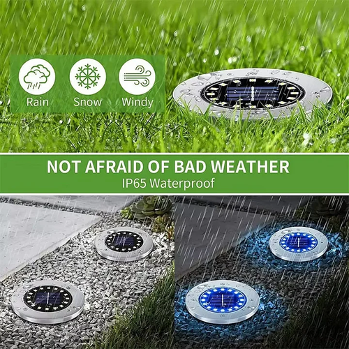 Outdoor Stainless Steel Solar Path Lights Waterproof LED Ground Deck Lights
