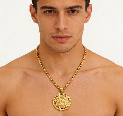 Jesus Crown of thorns Men's Necklace 304 Stainless Steel Golden Color Chain Crucifix Medal Male Neckalces Religious Jewelry