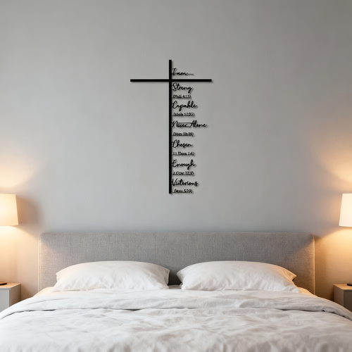 Elegant Metal Cross Wall Art – Scripture-Inspired Design for Peaceful Living Spaces 🌸(30CM)