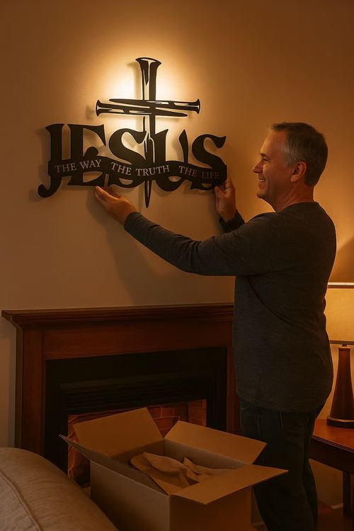 🔥Jesus & Cross The Way The Truth The Life Metal Wall Art