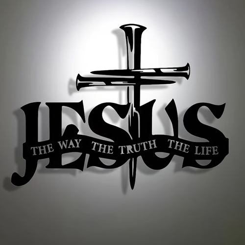 🔥Jesus & Cross The Way The Truth The Life Metal Wall Art