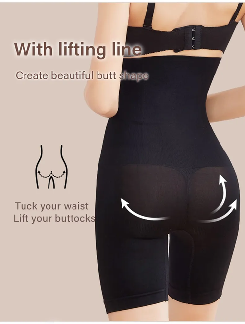 High-waist shaping shorts, easy to put on and take off, comfortably flattening the abdomen and non-pressuring for buttocks lift  （Buy one get one free）