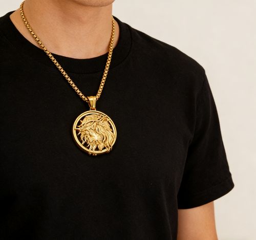 Jesus Crown of thorns Men's Necklace 304 Stainless Steel Golden Color Chain Crucifix Medal Male Neckalces Religious Jewelry