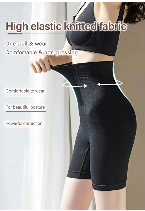High-waist shaping shorts, easy to put on and take off, comfortably flattening the abdomen and non-pressuring for buttocks lift  （Buy one get one free）
