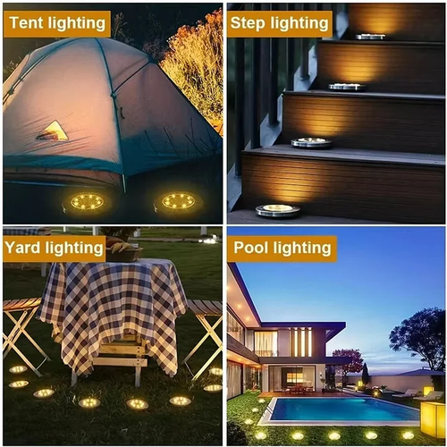 Outdoor Stainless Steel Solar Path Lights Waterproof LED Ground Deck Lights