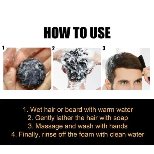 Shampoo soap for white hair to turn black hair Men's shampoo soap gently moisturizes black hair and makes it smooth