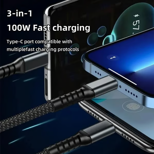 Transparent Luminous Charging 3-in-1 Data Cable