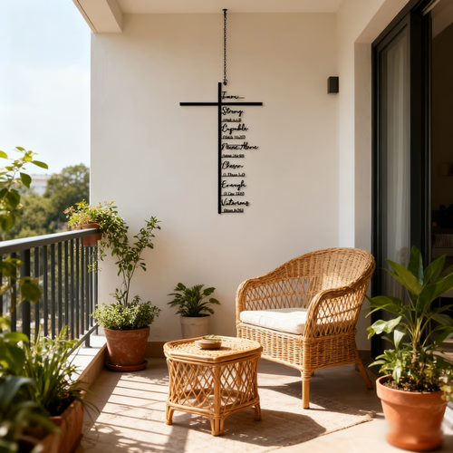 Elegant Metal Cross Wall Art – Scripture-Inspired Design for Peaceful Living Spaces 🌸(30CM)